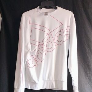 Adidas Men's White Sweatshirt with Red Outline Logo